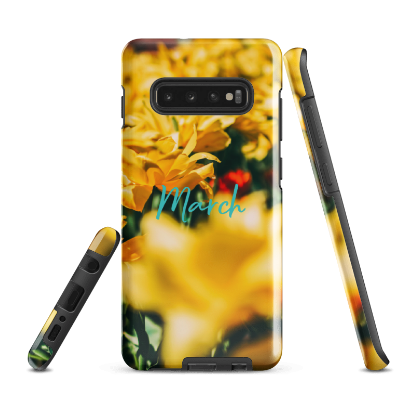 Funda resistente con diseño de flores de nacimiento de marzo para Samsung®