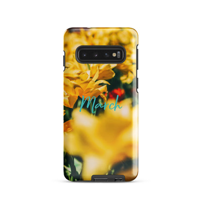 Funda resistente con diseño de flores de nacimiento de marzo para Samsung®