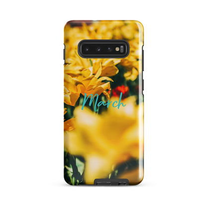 Funda resistente con diseño de flores de nacimiento de marzo para Samsung®