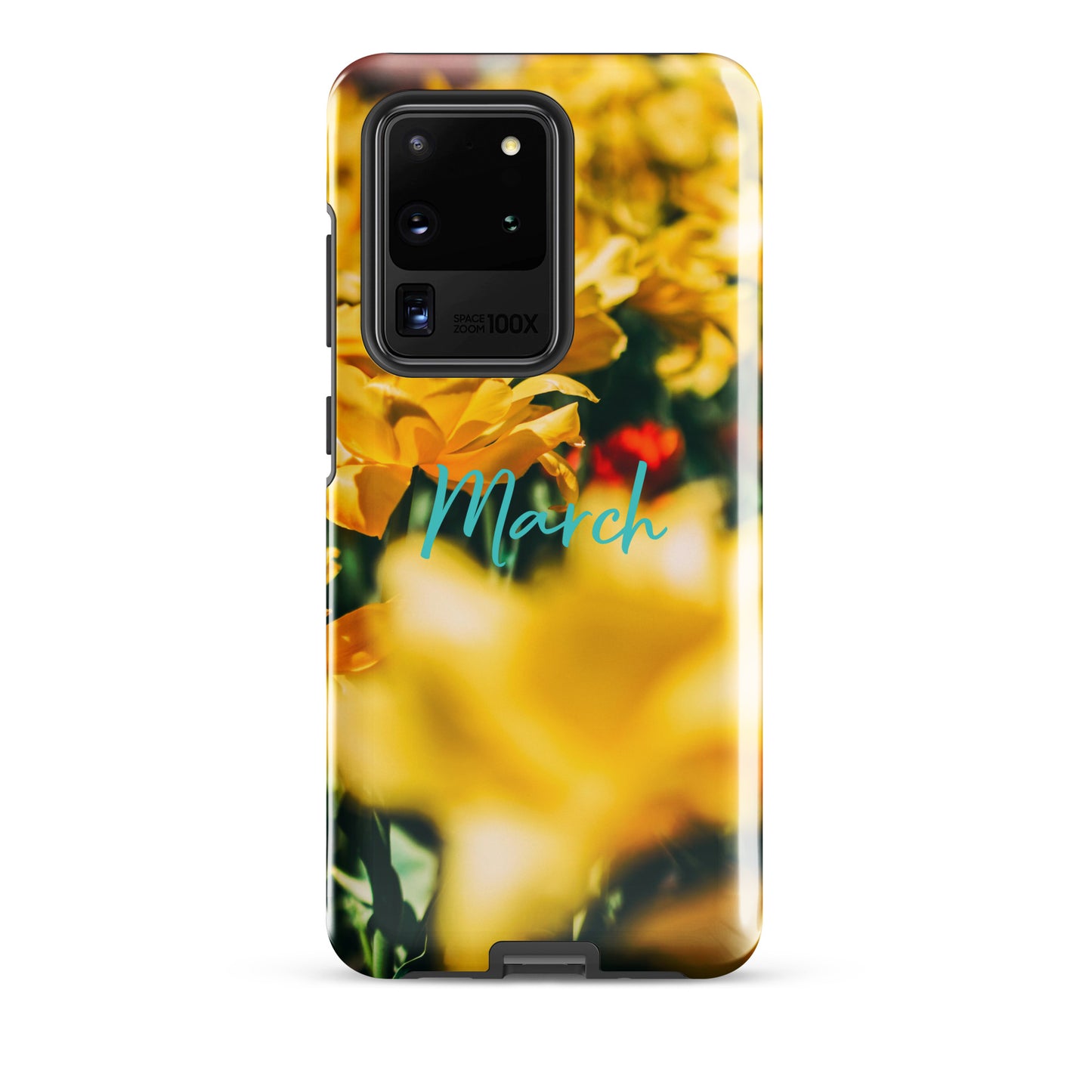 Funda resistente con diseño de flores de nacimiento de marzo para Samsung®