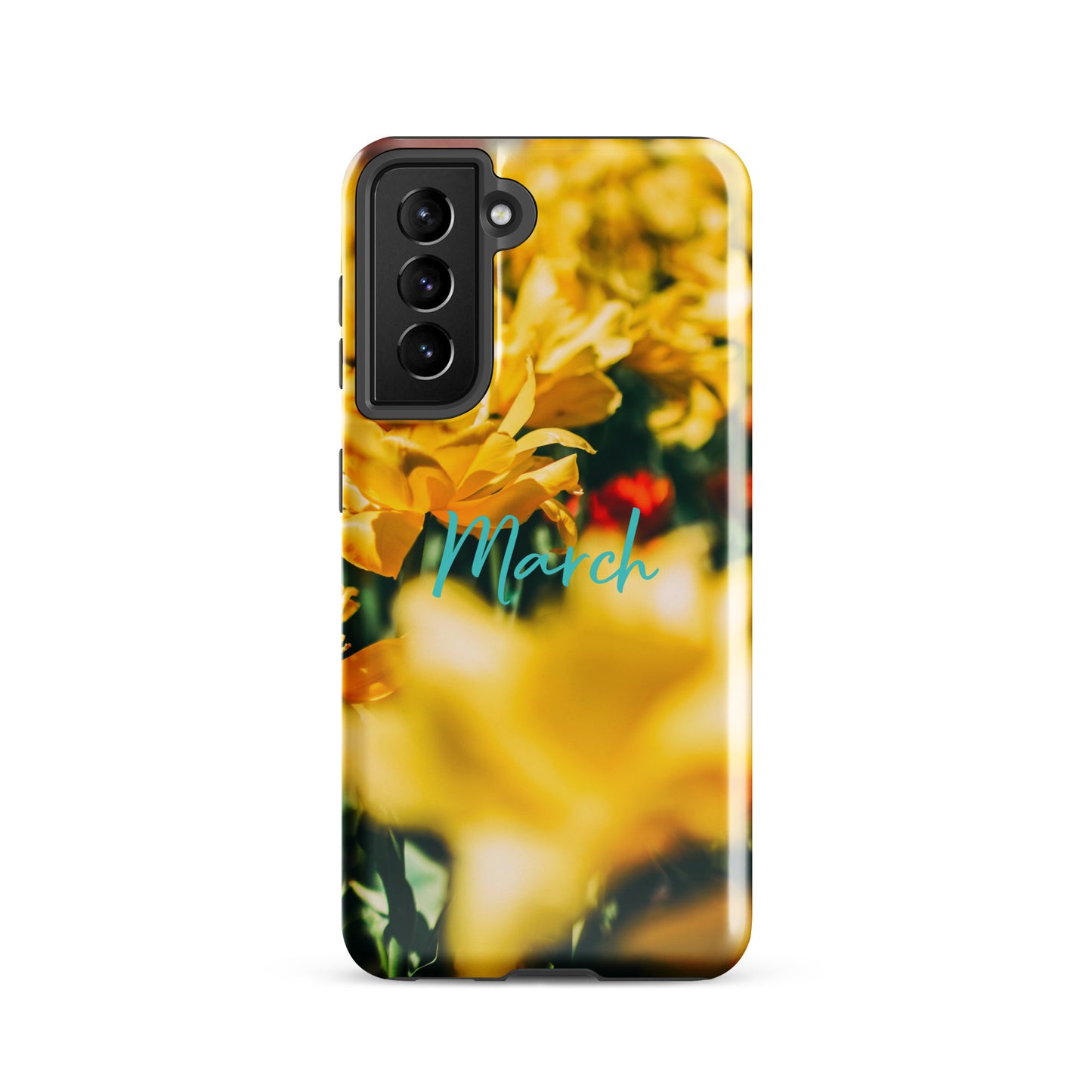 Funda resistente con diseño de flores de nacimiento de marzo para Samsung®