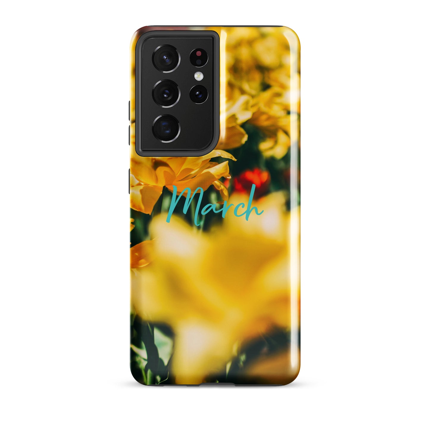 Funda resistente con diseño de flores de nacimiento de marzo para Samsung®