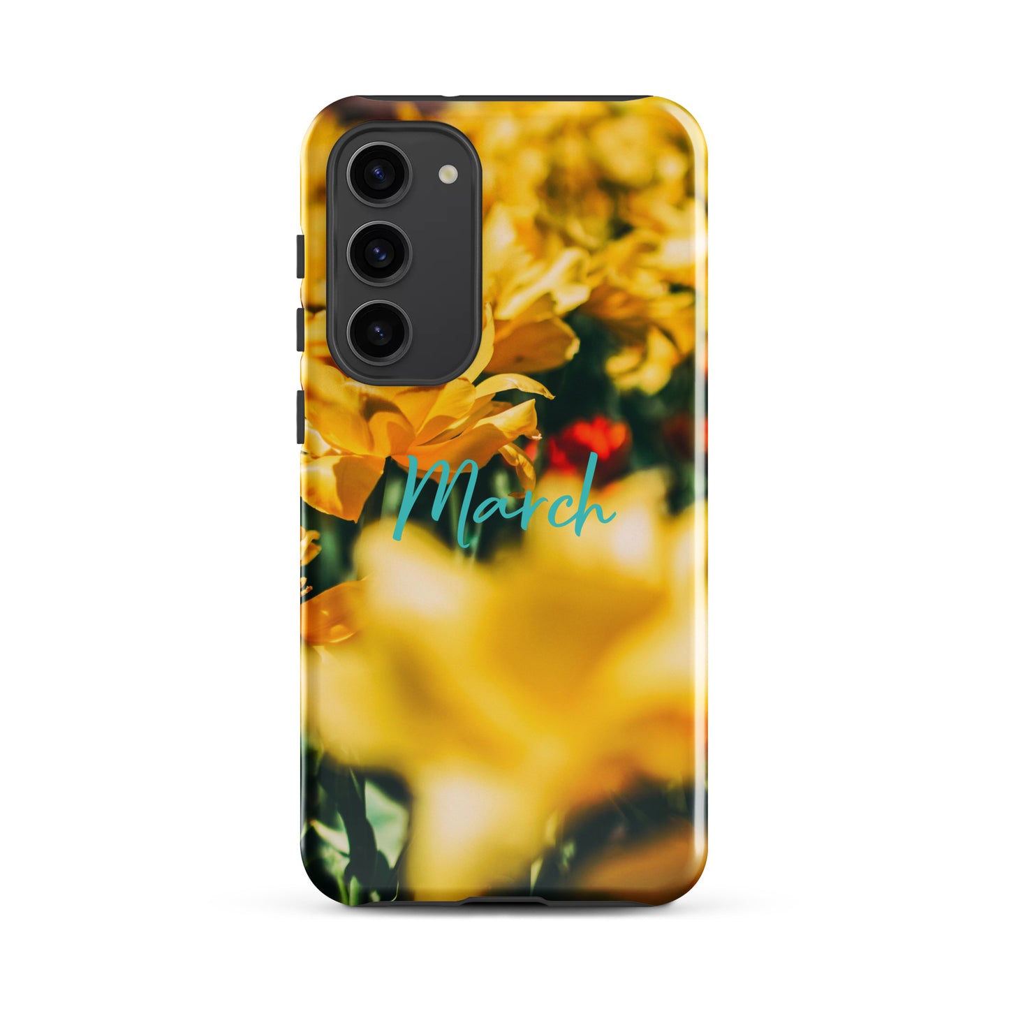 Funda resistente con diseño de flores de nacimiento de marzo para Samsung®