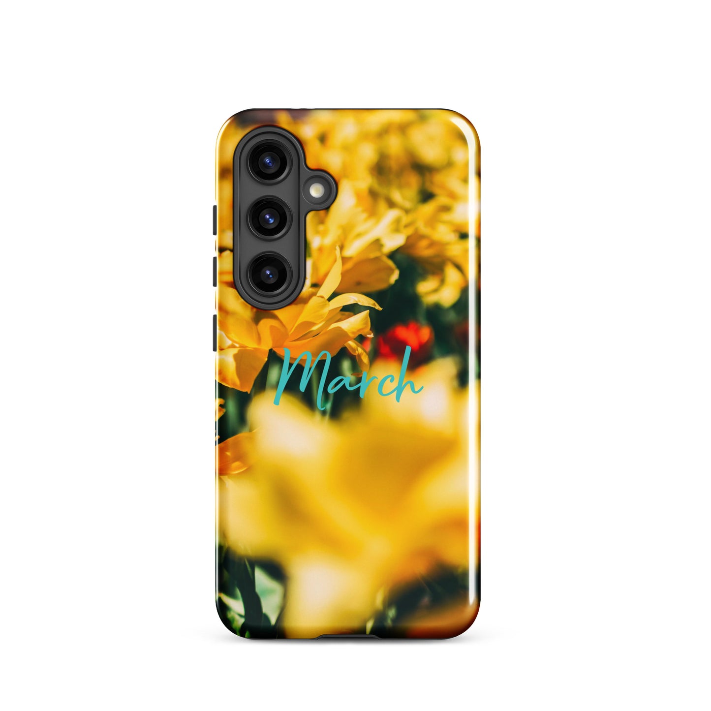 Funda resistente con diseño de flores de nacimiento de marzo para Samsung®