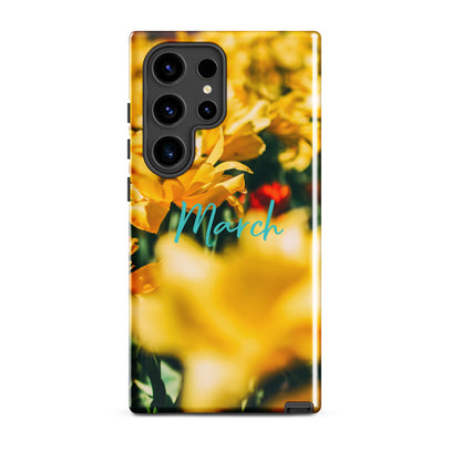 Funda resistente con diseño de flores de nacimiento de marzo para Samsung®